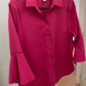 Chicos no iron button up flare sleeve in pink size 2 (12)